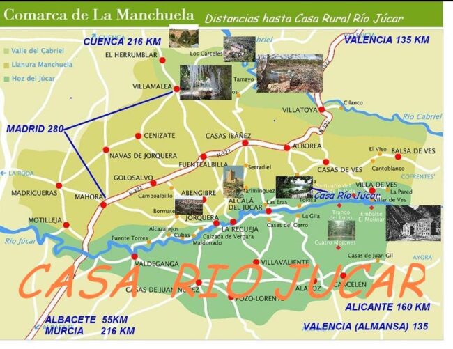 Mapa de La Manchuela casas rurales en Albacete
