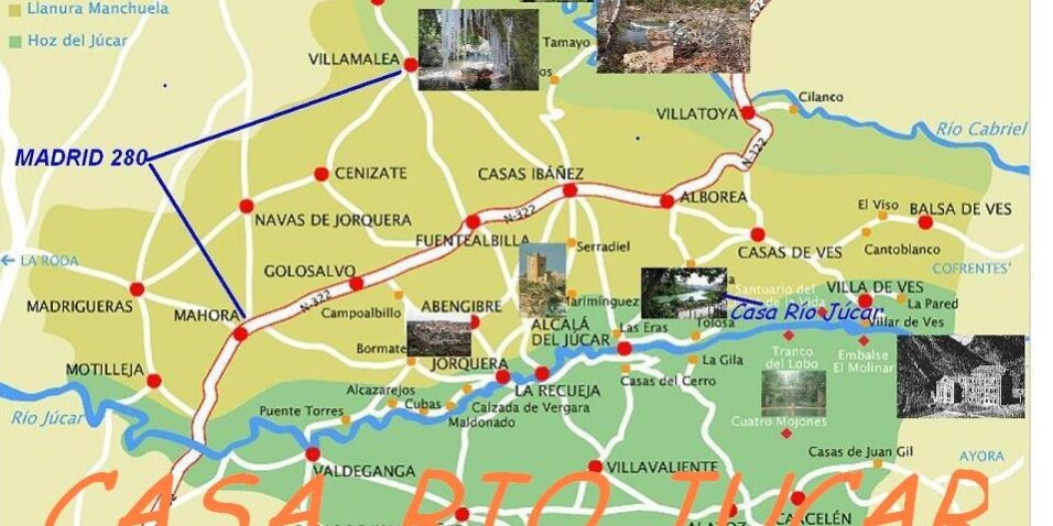 Mapa de La Manchuela casas rurales en Albacete